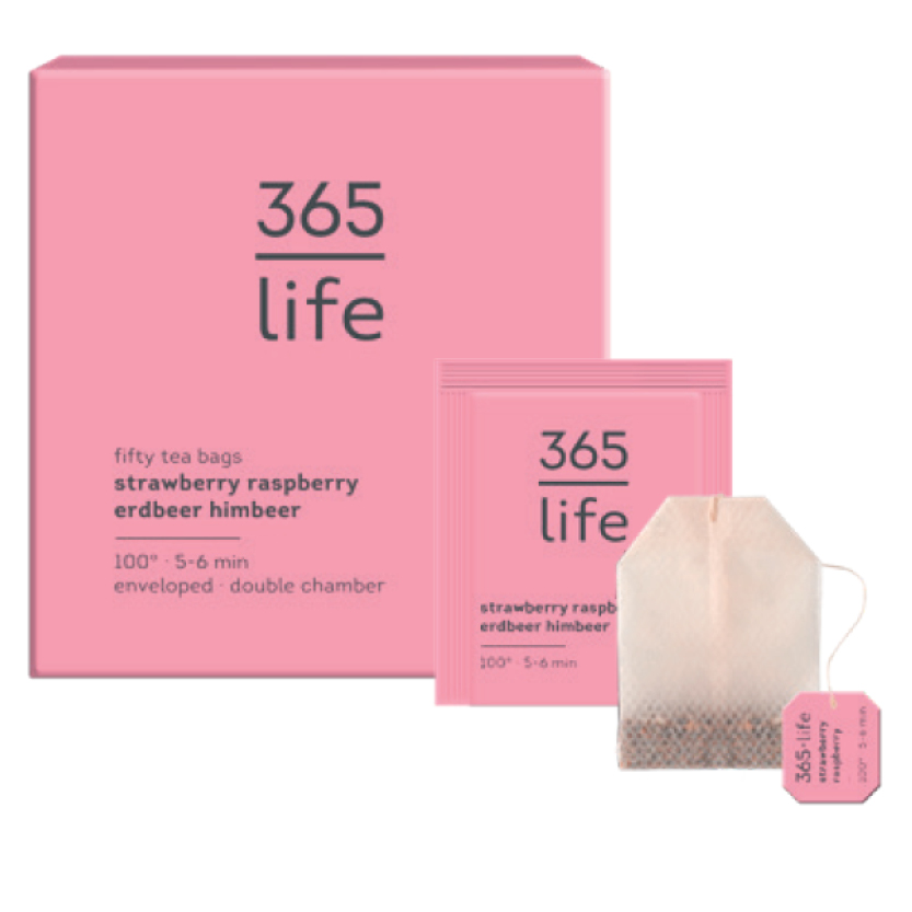 365 life Fruit Tea Strawberry and Raspberry UTZ 50 x 2gr