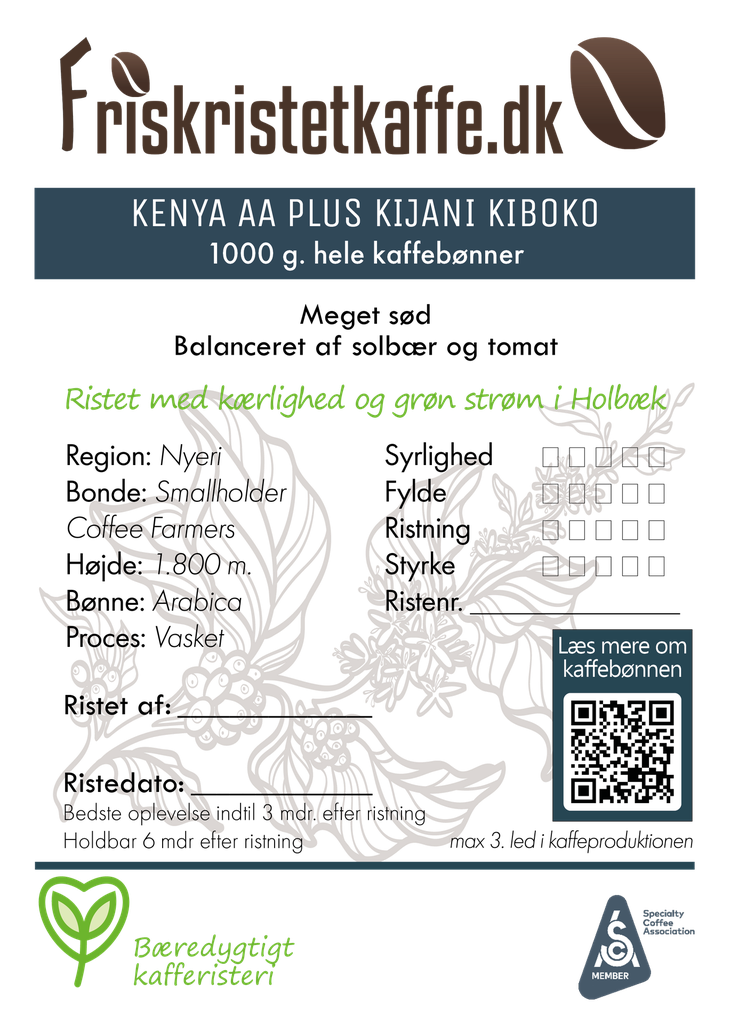 Friskristetkaffe Kenya AA-Plus Kijani Kiboko