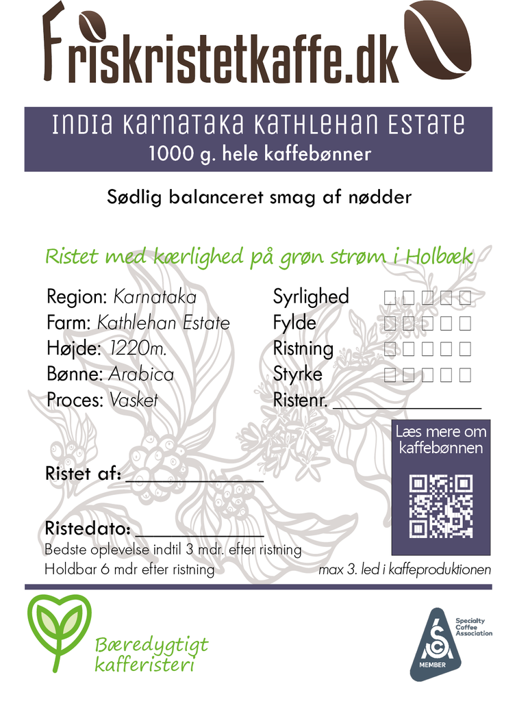 Friskristetkaffe India Karnataka Kathlehan Estate