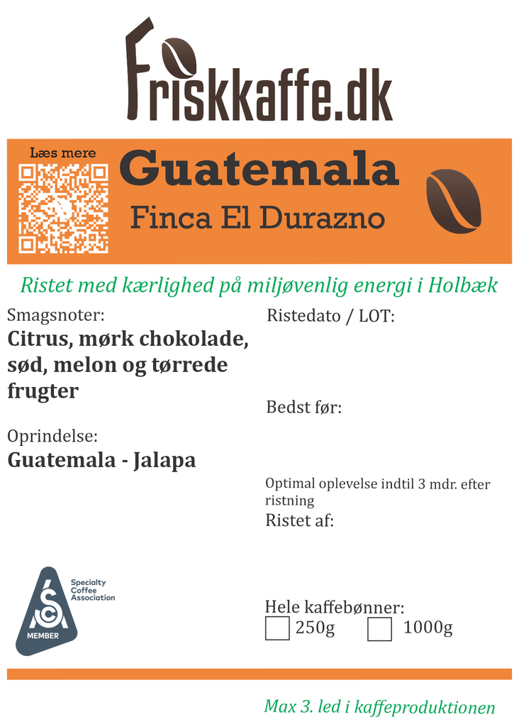 Friskristetkaffe Guatemala Finca El Durazno