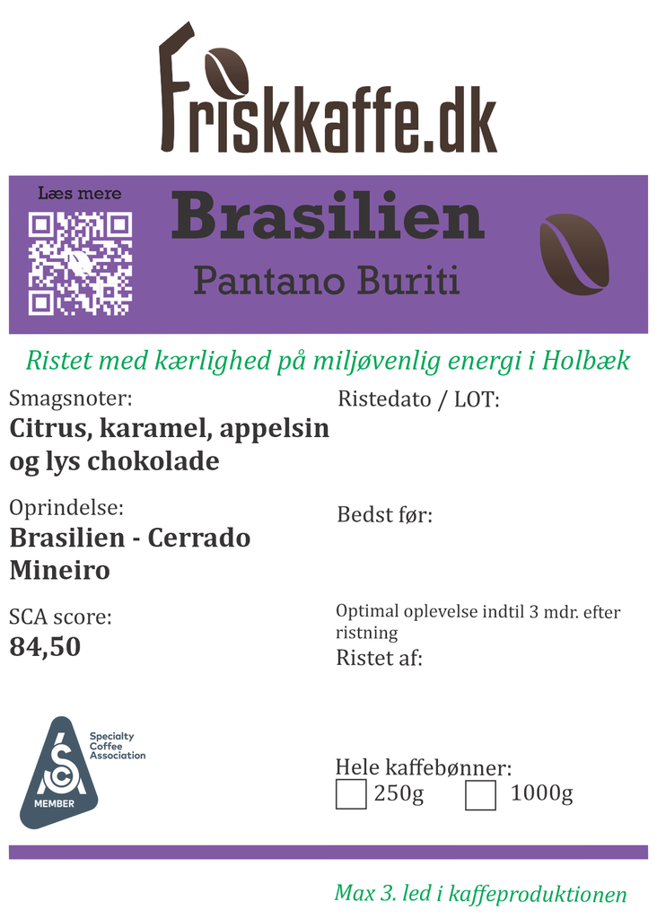 Friskristetkaffe Brasilien Pantano Buriti