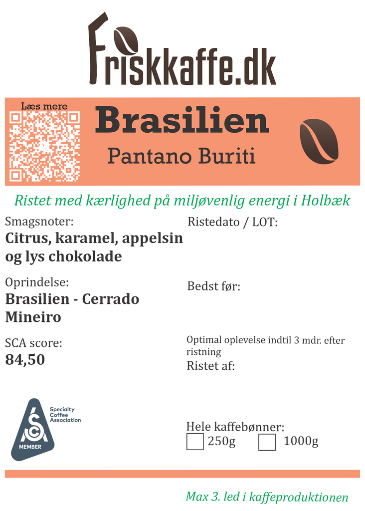 Friskristetkaffe Brasilien Pantano Buriti