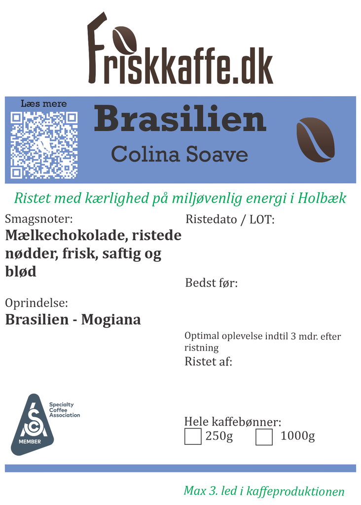 Friskristetkaffe Brasilien Colina Soave