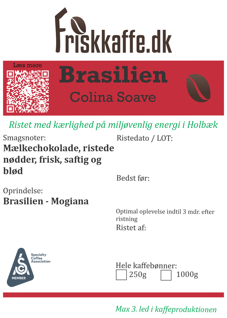 Friskristetkaffe Brasilien Mogiana, Colina Soave