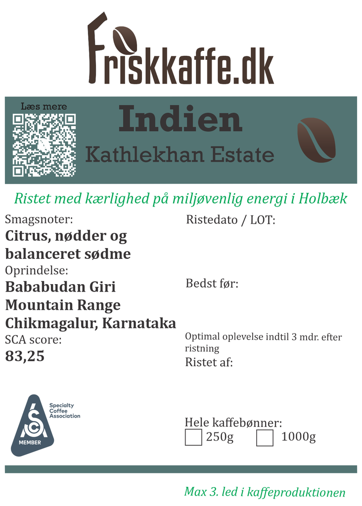 Friskristet kaffe Indien Kathlekhan Estate