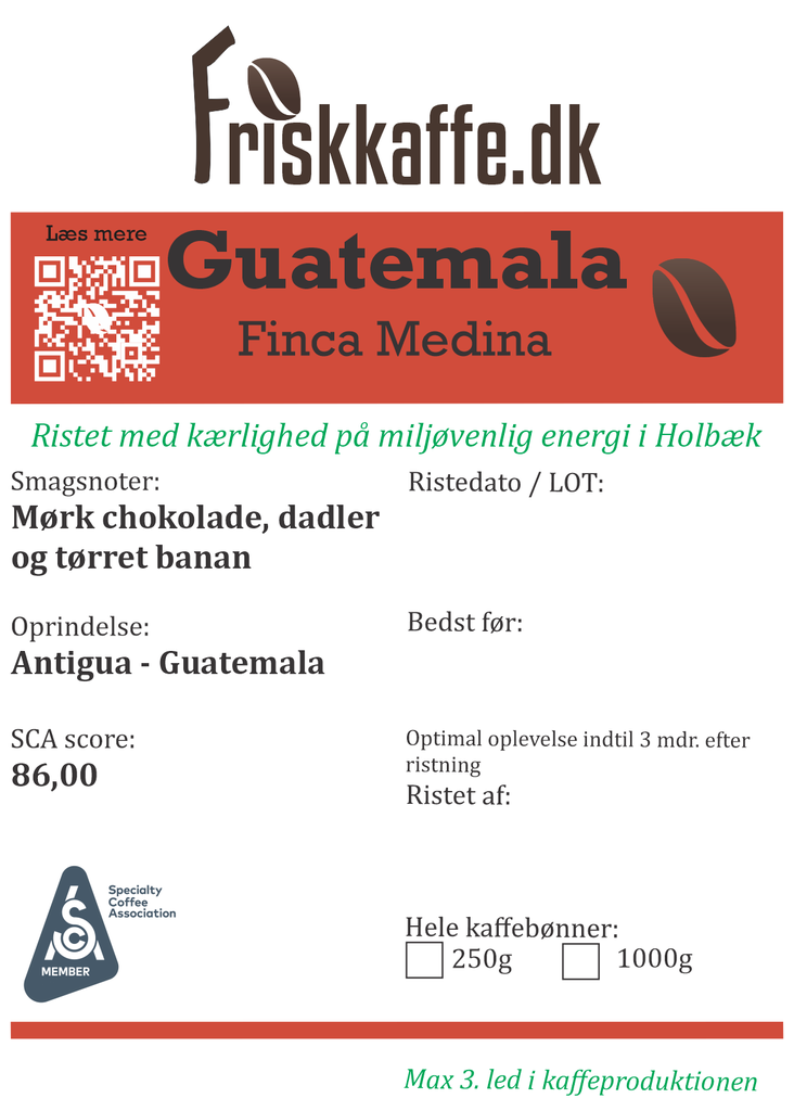 Friskristet kaffe Guatemala Finca Medina