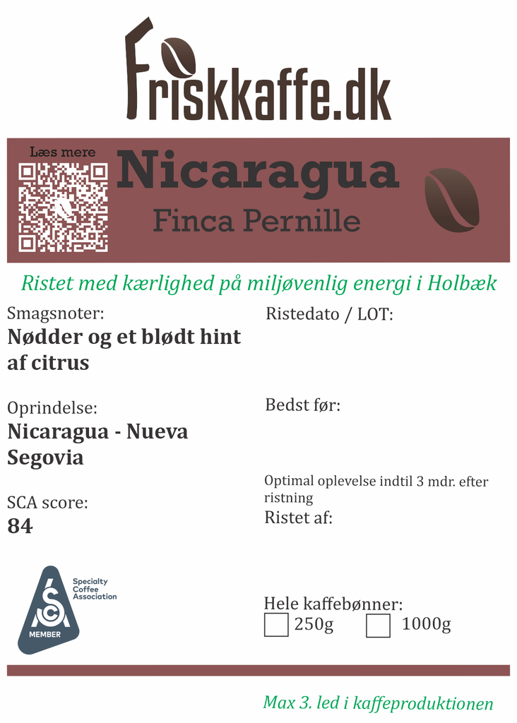 Friskristet kaffe Nicaragua - Finca Pernille