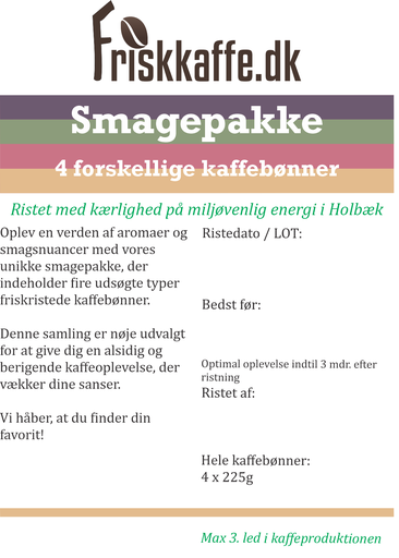 [3300000000] Friskristet kaffe Smage-pakke 4 * 225g