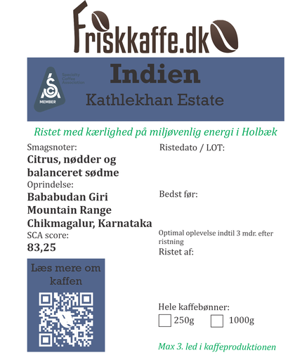 Friskristetkaffe Indien Karnataka Kathlekhan Estate