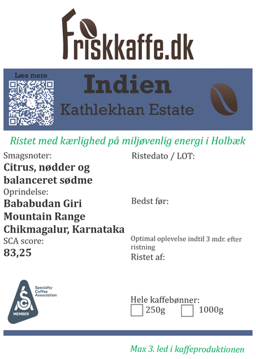 Friskristetkaffe Indien Kathlekhan Estate