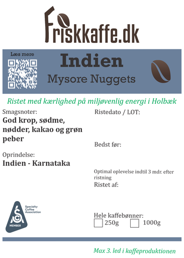 Friskristet kaffe Indien washed Arabica Mysore Nuggets Extra Bold