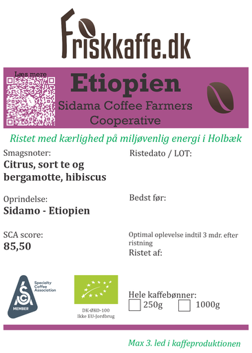 Friskristetkaffe Etiopien Sidamo Grade 2 ØKO