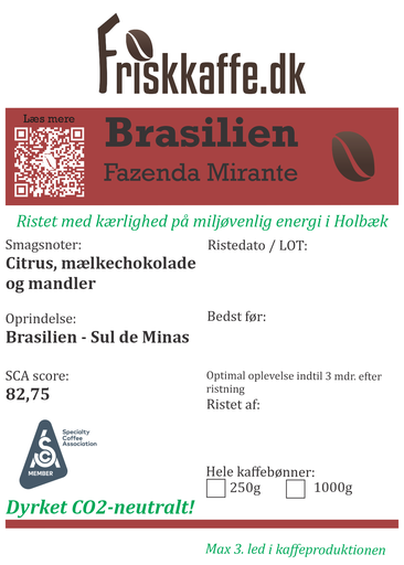 Friskristet kaffe Brasilien Fazenda Mirante Sul de Minas